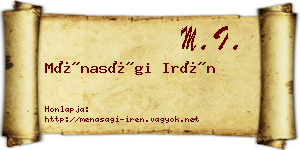 Ménasági Irén névjegykártya